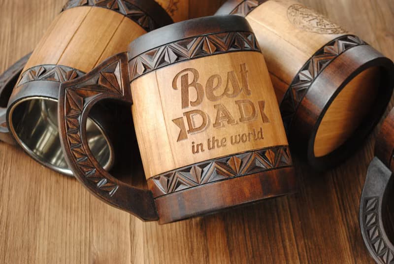 Fathers day gift Wooden beer mug Man Personalized dad gift anniversary gift