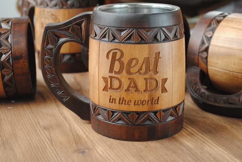Fathers day gift Wooden beer mug Man Personalized dad gift anniversary gift