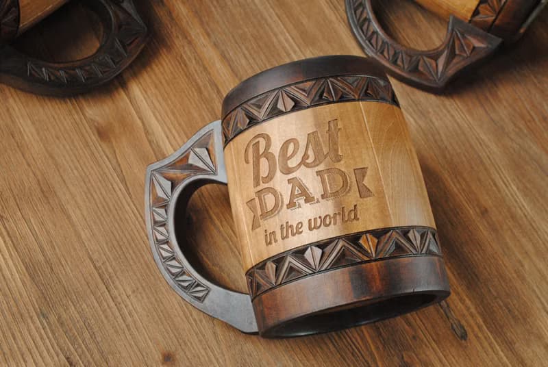 Fathers day gift Wooden beer mug Man Personalized dad gift anniversary gift