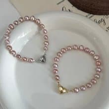 YuanPearl天然紫粉珍珠手鏈設計款銀手鏈baroauepearl