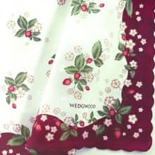 WEDGWOOD Vintage Handkerchief Red Cherry Vine 19 x 19.5 inches