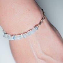Raw Aquamarine bracelet, 925 silver, Pisces Crystal, Aquarius birthstone