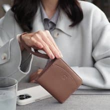 Anna (Woodrose): Mini / short wallet, cow leather, Bifold Zipper, brown