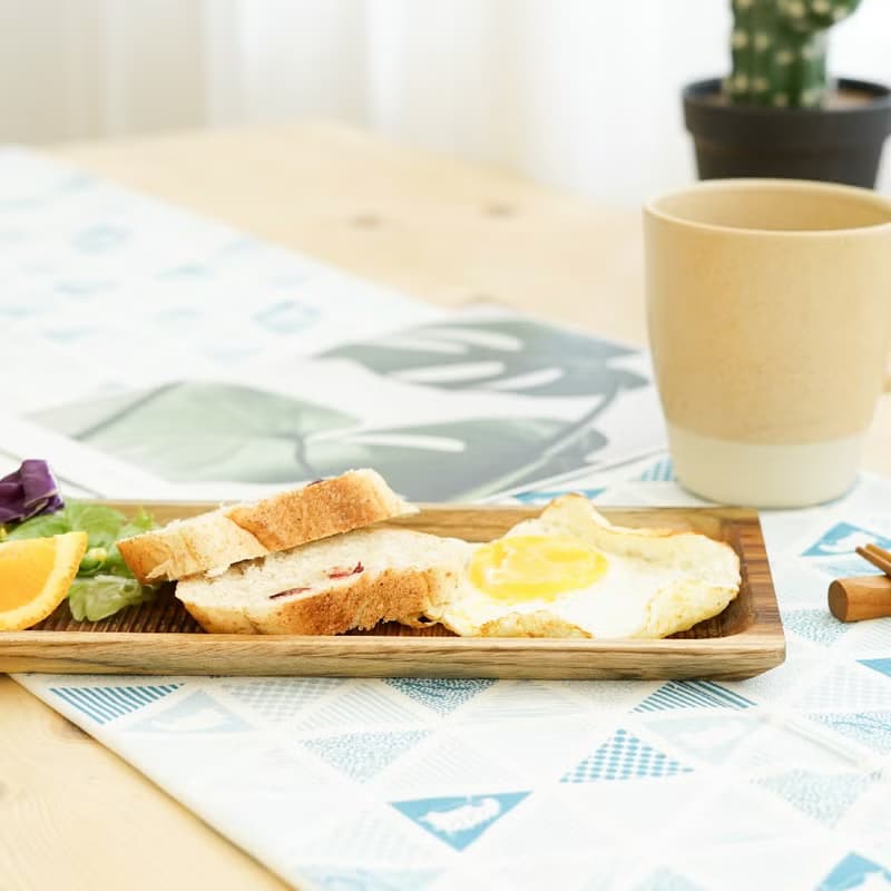 天然柚木餐盤-條紋款 33cm│不上漆原木製長型托盤 露營野餐