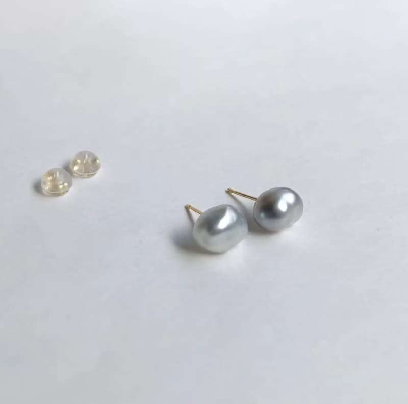 Tahitian  pearl earring K18 stls sea pearl