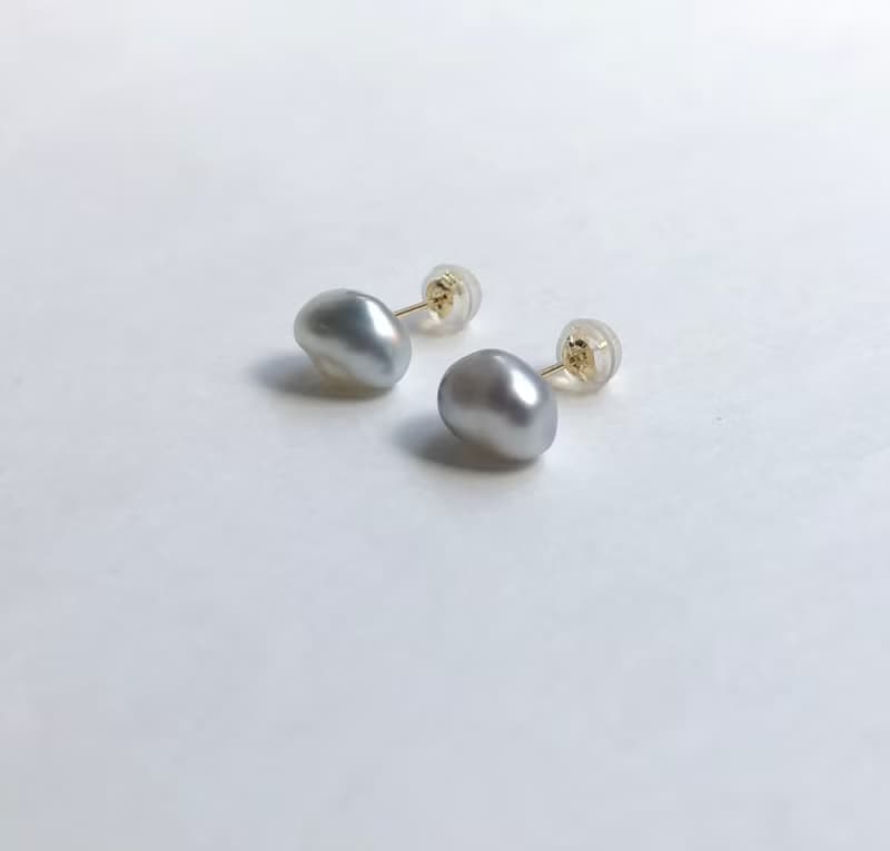 Tahitian  pearl earring K18 stls sea pearl