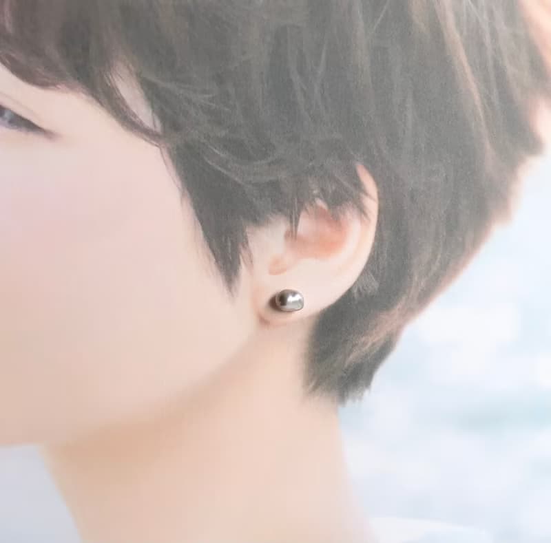 Tahitian  pearl earring K18 stls sea pearl