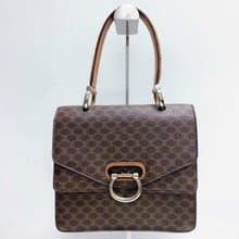CELINE 復古 Macadam PVC 馬銜扣皮革手提包