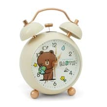 官方授權 LINE FRIENDS 愛地球復古米白打鈴鬧鐘
