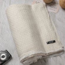 【毯子】喀什米爾羊毛大毯子/披肩 鑽石紋米白色 柔軟保暖