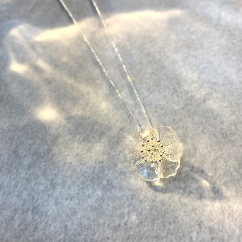 罌粟花 項鍊 戒指 樹脂 教師節 透明 銀飾 禮盒 禮物 生日 情人節