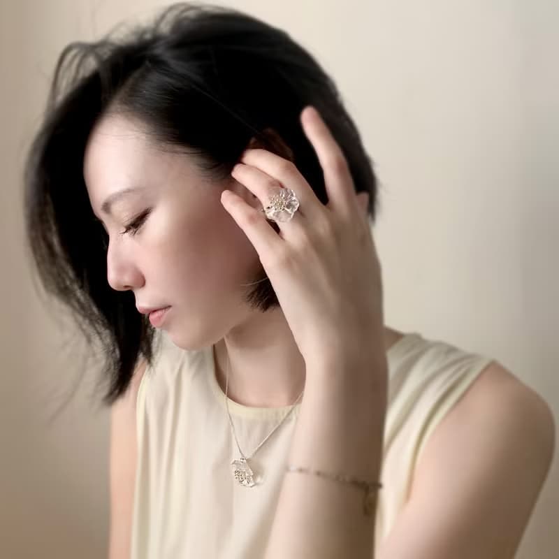 罌粟花 項鍊 戒指 樹脂 教師節 透明 銀飾 禮盒 禮物 生日 情人節