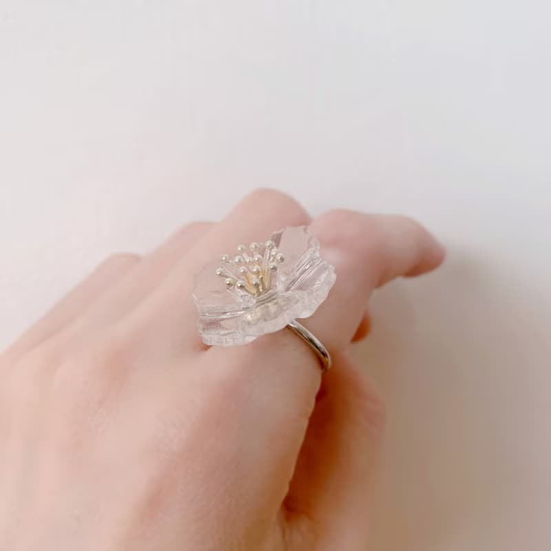 罌粟花 項鍊 戒指 樹脂 教師節 透明 銀飾 禮盒 禮物 生日 情人節