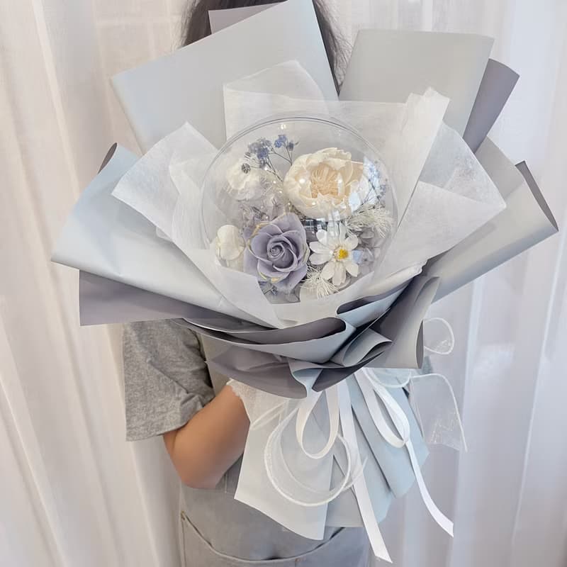 波波球永生花/不凋花花束 情人節花束 告白花束 生日禮物