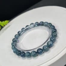 高品質綠藍晶石手串8mm冰透貓眼藍晶石手錬單圈疊戴藍綠手珠女款
