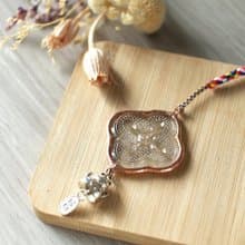 海棠花玻璃招財貓吊飾/鑰匙圈
