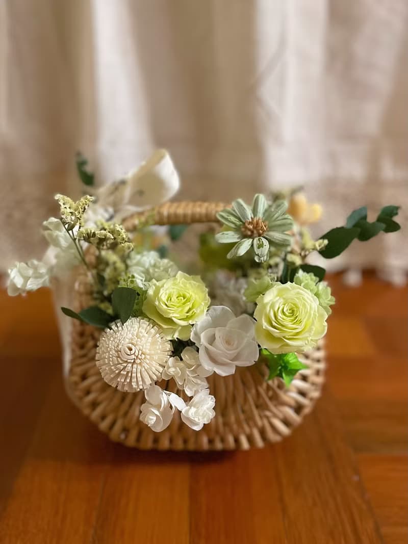 【永生花禮】繁花綠意永生花籃-/開幕花禮/升遷花禮/祝賀花禮