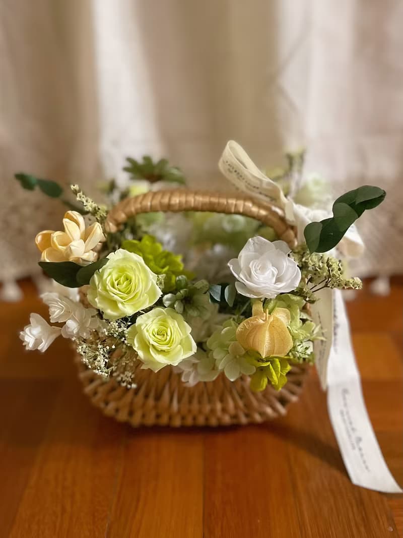 【永生花禮】繁花綠意永生花籃-/開幕花禮/升遷花禮/祝賀花禮