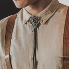 典雅捲紋  保羅領帶 Bolo Tie 真皮 皮革項鍊 皮繩領帶 長項鍊