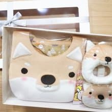 Bucute柴犬寶寶的彌月禮盒組/口水巾/護身符/手搖鈴/彌月