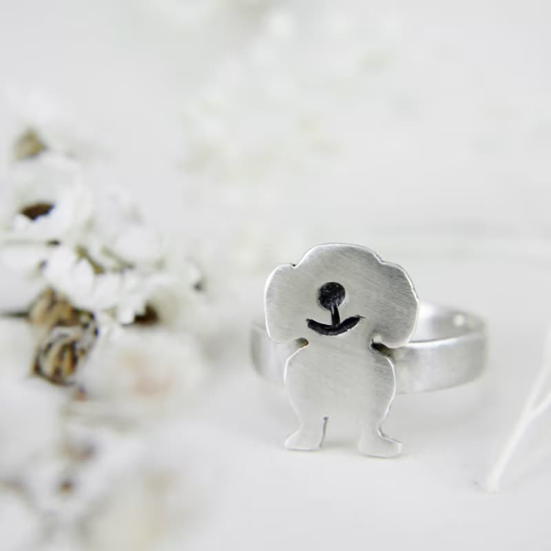 【限量絕版品】毛孩子系 -微笑小狗- 臘腸狗剪影戒指 寵物飾品