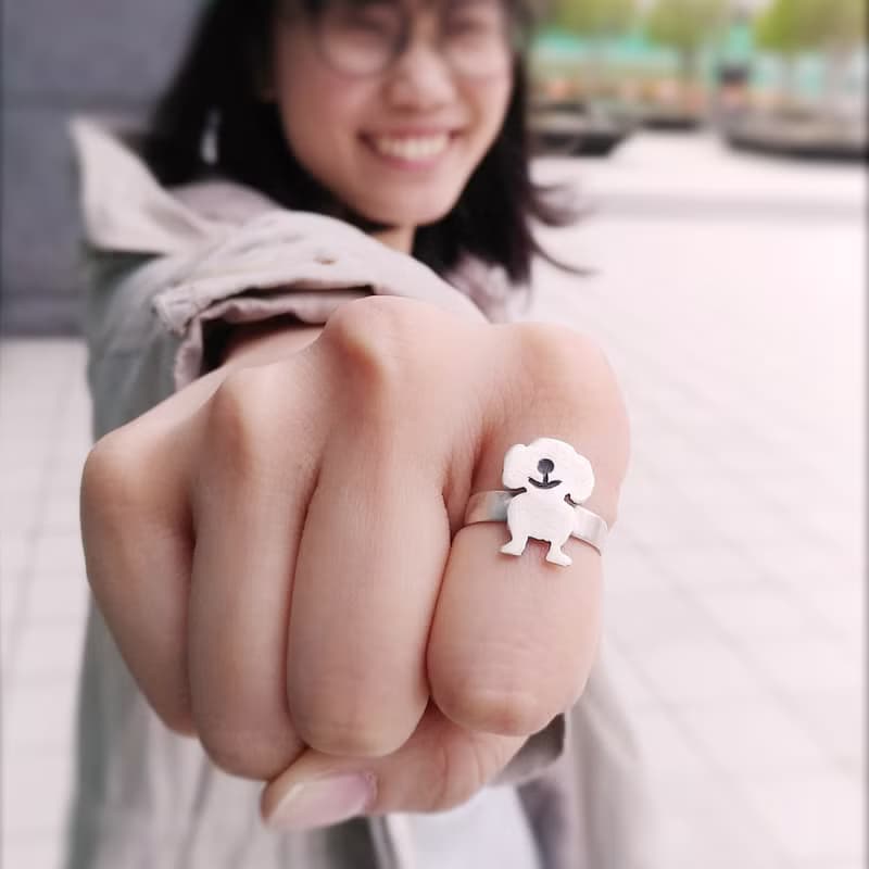 【限量絕版品】毛孩子系 -微笑小狗- 臘腸狗剪影戒指 寵物飾品