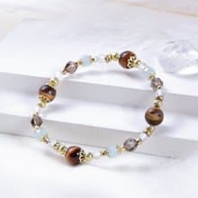 朝陽下的浪漫 | A122虎眼石海藍寶茶晶手鍊