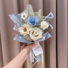 清透灰藍永生花束 情人節花束 乾燥花束 母親節花束 畢業花束