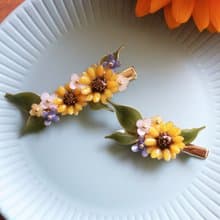 【向日葵髮夾】向日葵花束髮夾 銅線樹脂 畢業季 禮物 髮夾