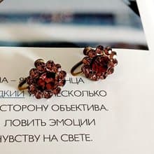 vintage jewelry  古董紫色萊茵太陽花 夾式耳環