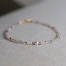 手鍊 粉紅澳寶 紫水晶 紫幽靈 天然石 - 相信自己 -