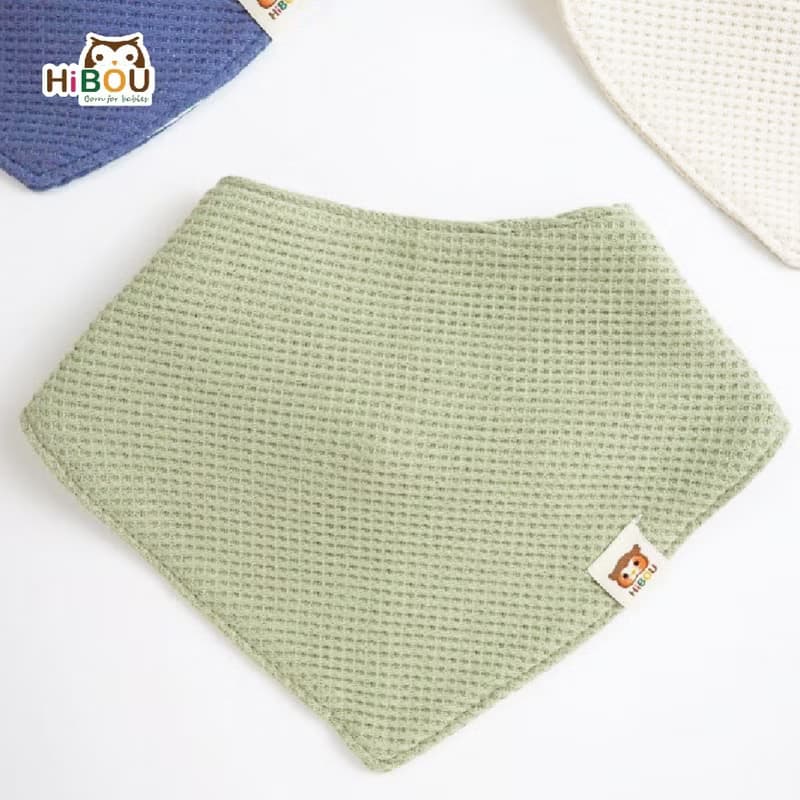 (台灣現貨)3件組純棉鬆餅格三角造型吸水圍兜兜