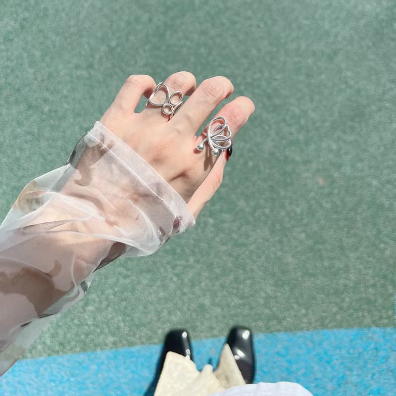 歪歪的扇 純銀戒