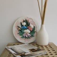 3d irises textured painting, plaster wall art, sculpture painting