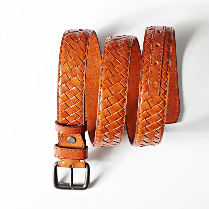 男士真皮腰帶 高檔編織皮帶 義大利植鞣革 商務休閒牛皮褲帶 禮物