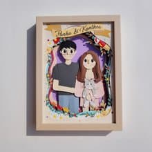 Layered custom papercut frame: couple theme.