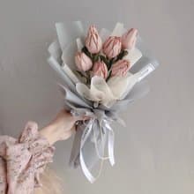 霧粉色調香氛鬱金香花束