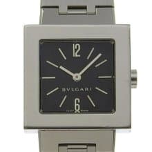【日本直送】ブルガリ BVLGARI クアドラード 腕時計 SQ22SS SS シルバー クオーツ アナログ表示 黒文字盤 レディース【中古】