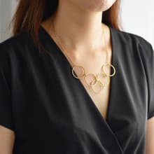 【西洋古董飾品 】AVON  1977年Gilded Circles 五環圈圈 項鍊