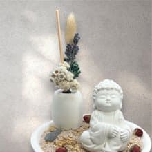 禪風設計 淨念吉祥小佛(隨願) 永生花圓盤組合 藝術香氛擴香