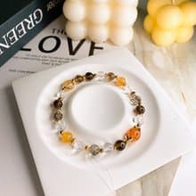 知秋 金太陽 黑金超七 茶晶 紅兔毛 水晶天然石彈性手串手環