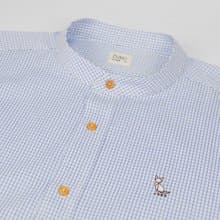 (SIZE XL) CAT // white blue grid // men shirt straight fit