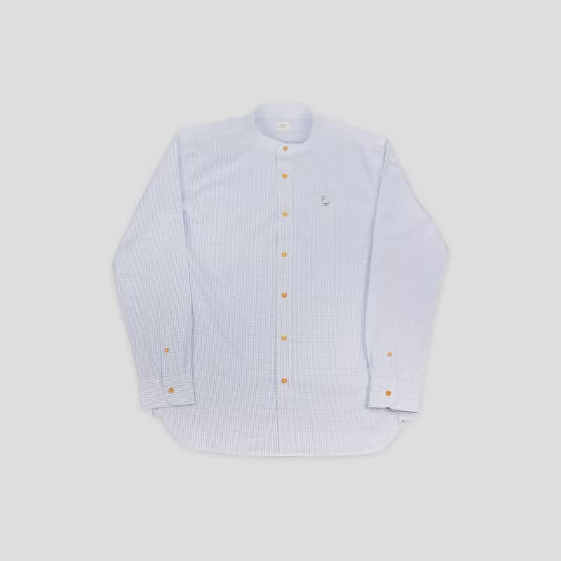 (SIZE XL) CAT // white blue grid // men shirt straight fit