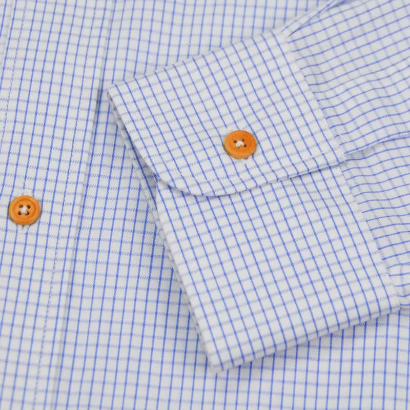 (SIZE XL) CAT // white blue grid // men shirt straight fit
