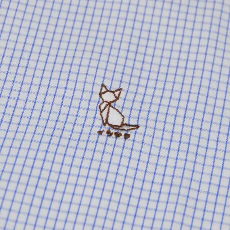 (SIZE XL) CAT // white blue grid // men shirt straight fit
