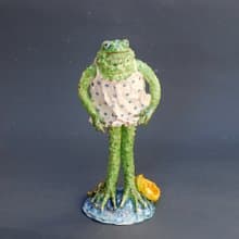 Frog figurine Funny porcelain figurine Cute frog in a dress Ceramic sculpture