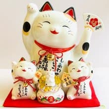 【店面/玄關擺飾】瀨戶燒-眾貓迎福 大型彩繪招財貓存錢筒28cm