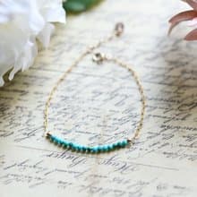 人生の守護石 ターコイズの波チェーンブレスレット 重ね付けにも 12月誕生石