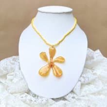Yellow Mokara Orchid Necklace and Yellow Bead Necklace