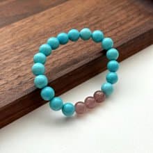 【射手摩羯座|12月生日】藍松石草莓晶鍍銀手鏈 幸運勇氣心靈創傷